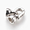 Brass Micro Pave Cubic Zirconia Fold Over Clasps, Clear, Real Platinum Plated, Clasp: 12x6.5x6mm, Cord End: 8x5.5mm, Inner Diameter: 4mm