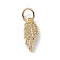 Rack Plating Brass Micro Pave Cubic Zirconia Pendants, Cadmium Free & Lead Free, Long-Lasting Plated, with Jump Ring, Wing Charm, Real 18K Gold Plated, 16.5x7x2.5mm, Hole: 2.5mm