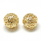 Brass Filigree Beads, Filigree Ball, Cadmium Free & Nickel Free & Lead Free, Round, Real 18K Gold Plated, 10mm, Hole: 1mm