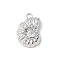 Brass Micro Pave Cubic Zirconia Pendants, Conch Charms, Rack Plating, Long-Lasting Plated, Cadmium Free & Lead Free, Platinum, 14.5x9.5x3.5mm, Hole: 1.4mm