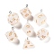 7 Styles Transparent Resin Polyhedral Dice Pendants Set, Multi-Sided Dice Charms with Platinum Plated Iron Loops, Mixed Shapes, Floral White, 20~28x19~24x17~24mm, Hole: 2mm, 1pc/style, 7Pcs/set