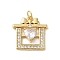 Rack Plating Brass Cubic Zirconia Pendants, Cadmium Free & Lead Free, Present Box, Real 18K Gold Plated, 18x17.5x4.5mm