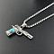 Punk Ethnic Style Gun Shape 304 Stainless Steel Pendant Necklaces, with Synthetic Turquoise, Antique Silver & Stainless Steel Color