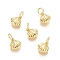 Brass Charms, with Jump Rings, Scallop Shell Shape, Golden, 9x8x3.5mm, Hole: 3.4mm