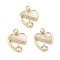 Rack Plating Real 18K Gold Plated Brass Pendants, with Cubic Zirconia and Shell, Long-Lasting Plated, Lead Free & Cadmium Free, Heart, Misty Rose, 18x17x4mm, Hole: 3mm