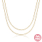 925 Sterling Silver Double Layer Necklaces, Cable Chains Necklaces, Real 18K Gold Plated, 19.69 inch(50cm)