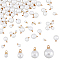 200Pcs 4 Style ABS Plastic Imitation Pearl Charms, with Alloy Findings, Light Gold, Round, Light Gold, 7~13x4~10mm, Hole: 1.4~1.5mm, 50pcs/style