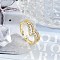 Brass Micro Pave Clear Cubic Zirconia Open Cuff Rings for Women, Real 18K Gold Plated, Heart, 8.5mm