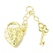 Brass Pendants, Padlock and Key, Long-Lasting Plated, with Jump Ring, Lead Free & Cadmium Free, Rack Plating, Real 18K Gold Plated, 36mm