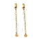 925 Sterling Silver Chain Extenders, with Lobster Claw Clasps & Charms, Flat Round, Antique Golden, 64x2.5mm, Hole: 2.4mm