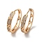 Brass Micro Pave Cubic Zirconia Hoop Earrings, Hollow Horse Eye, Light Gold, 25x26x4mm