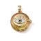 Brass Micro Pave Cubic Zirconia with Glass Pendents, Long-Lasting Plated, Eye, Peru, 23x22x10.5mm, Hole: 6x3mm
