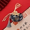 Flower Silks & Satins Drawstring Bags, Sachet Tassel Pouches for Jewelry Storage, Prussian Blue, 10x8.5cm
