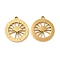 Ion Plating(IP) 316L Surgical Stainless Steel Pendants, Nickel Free, Flat Round with Eye Charm, Real 18K Gold Plated, 15x13.5x1mm, Hole: 1.2mm