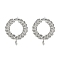 Brass Stud Earring Findings, Long-Lasting Plated, Lead Free & Cadmium Free, Round Ears of Wheat, Platinum, 16x13.5mm