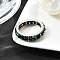 Original Design 925 Sterling Silver Finger Rings, with Natural Malachite, Real Platinum Plated, 5.5mm, Inner Diameter: 18mm