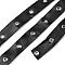 Flat Imitation Leather Cords, with Platinum Tone Brass Eyelets, Garment Accessories, Black, 20x2mm, about 6.5~7m/pc