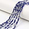 Electroplate Opaque Glass Beads Strands, Half Silver Plated, Faceted, Rondelle, Royal Blue, 3.5x3mm, Hole: 0.4mm, about 118~123pcs/strand, 32~33cm