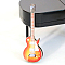 Mini Wood Electric Guitar Model, Miniature Dollhouse Decorations Accessories, Dark Orange, 86x32mm
