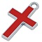 Alloy Enamel Pendants, Lead Free and Cadmium Free, Cross, Platinum Color, Crimson, 26x16x2mm, Hole: 3mm