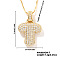 Elegant Brass Micro Pave Clear Cubic Zirconia 3D Initial Necklaces, Perfect Gift for Her, Golden, Letter T, 15.75 inch(40cm)