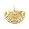 Brass Micro Pave Cubic Zirconia Pendants, Cadmium Free & Nickel Free & Lead Free, Fanshaped, Real 18K Gold Plated, 13x16x3mm, Hole: 1.6mm