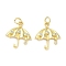 Brass Micro Pave Clear Cubic Zirconia Pendants, Umbrella Charms, Long-Lasting Plated, Cadmium Free & Lead Free, Rack Plating, with Jump Ring, Real 18K Gold Plated, 18x17x3mm, Hole: 3.6mm