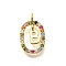 Brass Micro Pave Cubic Zirconia Pendants, Cadmium Free & Nickel Free & Lead Free, Real 18K Gold Plated, Oval with Letter Charms, Letter B, 18.5x11x3.5mm, Hole: 2x1.5mm