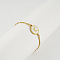 Flat Round with Letter Pattern 304 Stainless Steel Link Bracelets, Figaro Chains Bracelets for Women, with Shell, Gold, Letter K, 7-1/2 inch(19cm)
