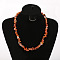 Natural Agate Chip Beaded Necklaces for Women, with Alloy End Chains, Platinum, 17.72 inch(45cm)