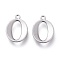 Non-Tarnish 304 Stainless Steel Charms, Laser Cut, Alphabet, Stainless Steel Color, Letter.O, 12.5x9.5x1mm, Hole: 1mm