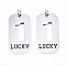 Non-Tarnish 201 Stainless Steel Pendants, Laser Cut, with Jump Rings, Rectangle with Number and Word LUCKY, Stainless Steel Color, Num.1, 35x17x1.5mm, Jump Ring: 6x1mm, Inner Diameter: 4mm
