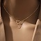 Heart Letter Brass Micro Pave Clear Cubic Zirconia Initial Lariat Necklaces, Golden, Letter H, 13.78~17.72 inch(35~45cm)