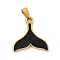 PVD Vacuum Plating 201 Stainless Steel Enamel Pendants, Mermaid Tail Shape, Golden, 26.5x26x3mm, Hole: 6.5x4mm