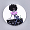 Printed Wooden Big Pendants, Dyed, Flat Round with Fashion Lady, Colorful, 60x2.5mm, Hole: 1.5mm