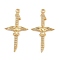 Brass Micro Pave Cubic Zirconia Pendants, Dagger & Eagle Charms, Nickel Free, Real 18K Gold Plated, 39x21x3.5mm, Hole: 1.6mm