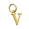 925 Sterling Silver Pendants, Real 18K Gold Plated, Letter, Letter V, 10x7x1mm, Hole: 4mm