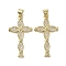 Brass Micro Pave Clear Cubic Zirconia Pendants, Cadmium Free & Lead Free, Cross, Real 16K Gold Plated, 33x18x3mm, Hole: 4x3mm
