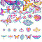 24Pcs 12 Style 201 Stainless Steel Filigree Pendants, Etched Metal Embellishments, Mixed Shapes, Rainbow Color, 13.5~32x13.5~48x0.2~0.3mm, Hole: 1.2~2mm, 2pcs/style
