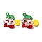 Handmade Lampwork Pendants, Fish Charms, Green, 34x35x11mm, Hole: 2.5x2.5mm