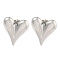 Non-Tarnish 304 Stainless Steel Ear Studs, Heart, Stainless Steel Color, 20x17mm