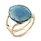 Rack Plating Brass with Natural Agate, Dyed, Bangles for Women, Teal, Inner Diameter: 60x51mm