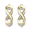 Brass Micro Pave Clear Cubic Zirconia Link Connectors, Cadmium Free & Nickel Free & Lead Free, Infinity, Golden, 22x7x2mm, Hole: 0.8mm