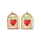 304 Stainless Steel Pendants, with Enamel, Ion Plating(IP), Arch with Heart Charm, Real 18K Gold Plated, Red, 21x14x2.5mm, Hole: 1.5mm