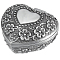 SUNNYCLUE Vintage Heart Shape Jewelry Box Small Metal Trinket Box Antique Silver Flower Carved Wrapping Gift Box for Women Ring Earrings Necklace Trinket Keepsake Storage Organizer Treasure Chest
