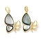 Brass Micro Pave Clear Cubic Zirconia Pendants, Cadmium Free & Nickel Free & Lead Free, with Black Lip Shell, Butterfly Charms, Real 18K Gold Plated, 27.5x19x4mm, Hole: 4x3mm