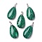 Synthetic Malachite Pendants, with Brass Finding, Teardrop, 35x20x7.5~9mm, Hole: 4x3.5mm