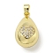 Rack Plating Brass Micro Pave Clear Cubic Zirconia Pendants, with Jump Ring, Cadmium Free & Lead Free, Long-Lasting Plated, Teardrop, Heart, 25x14x14mm, Hole: 5.5x3.5mm