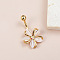 Flower Brass Cubic Zirconia Curved Barbell Belly Rings, Floral White, Golden, 30x18mm