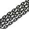Aluminum Cable Chains, Textured, Unwelded, Oval, Black, 8x5x1.4x1mm